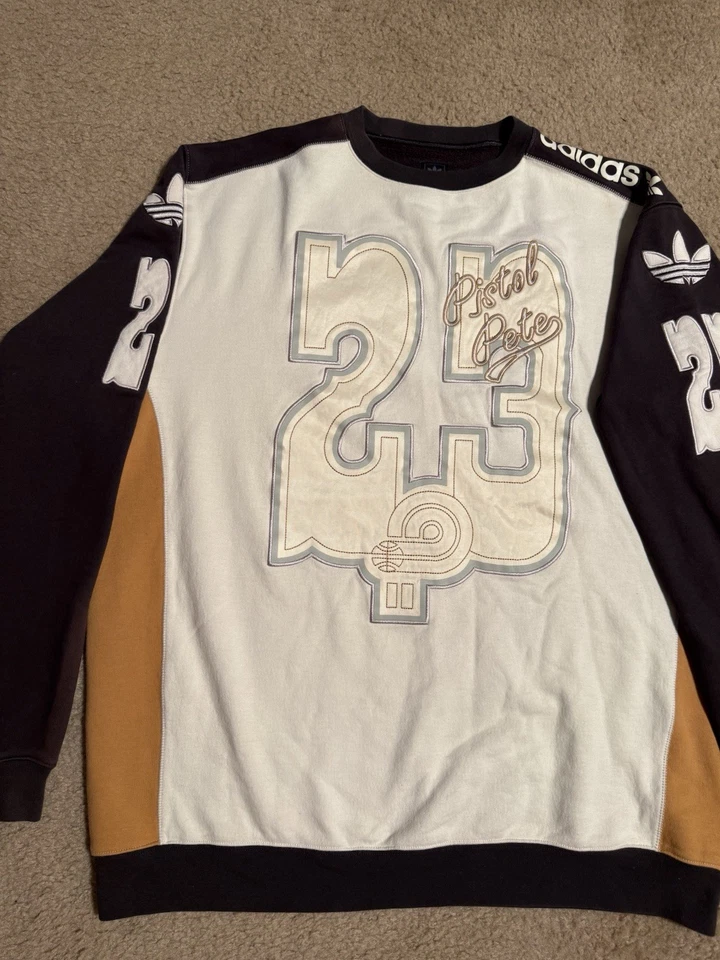 Vintage Adidas Sweatshirt Mens 2XL Tall Pistol Pete NBA Basketball Crewneck Rare - Image 4 of 4