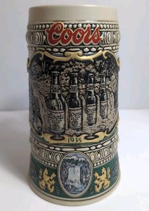 Coors Brewing Company 1990 Collectors Edition Ceramic Beer Stein - 1935 Print Ad