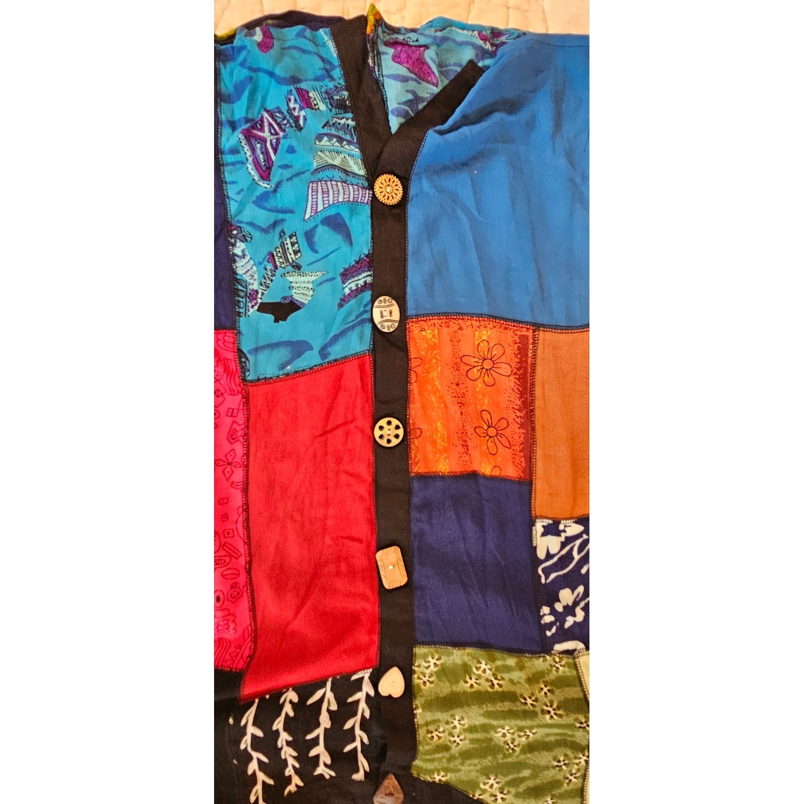 La Cera Women Patchwork Button Pattern Front Tuni… - image 7