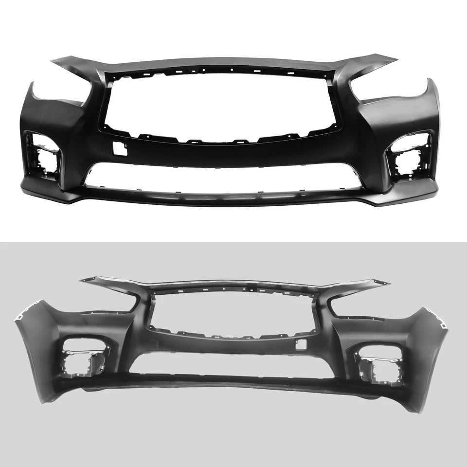 Black Front Bumper Cover For 2014 2025 2016 2017 Infiniti Q50 620224HE0H Foto 3 de 4