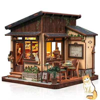 CUTEBEE DIY Miniature House Kit Japanese Coffee Shop Dollhouse | 3D Wooden Pu...