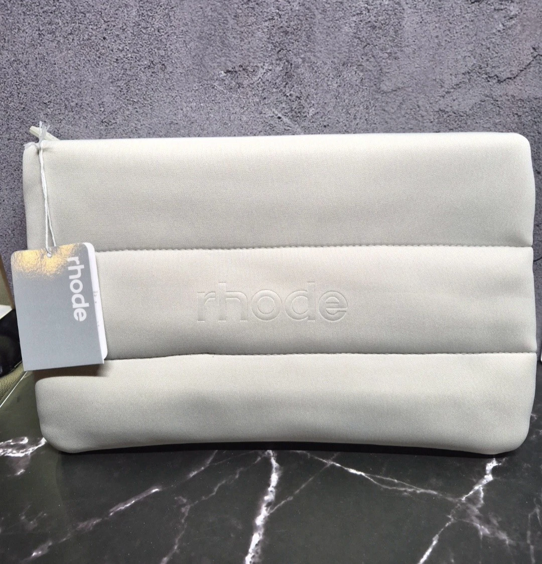 rhode Gray Zipper Makeup Bag Pouch Cosmetic Organizer