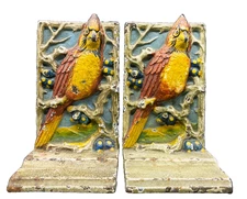 ANTIQUE Hubley CAST IRON Cardinal BIRD BOOKENDS Marked 212