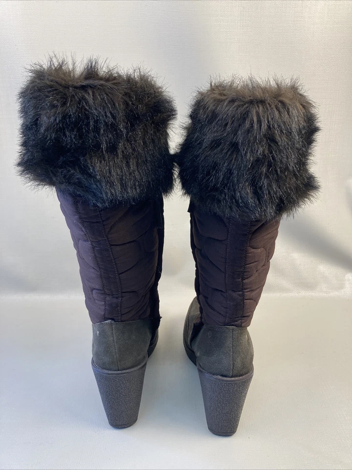 Report Y2K Deadstock Chunky Platform Fur Trim Boots Women's Size 10 EUC - image 3 of 4