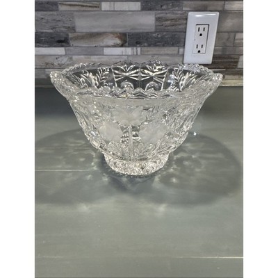 Crystal Clean 24% Lead Crystal 4'' Frosted Flowers Crystal Bowl Made In Germany