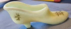Fenton Satin Custard Uranium Glass Slipper Shoe Hand Painted Flowers