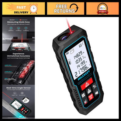 Digital Laser Measure 393ft with Angle Sensor, 2mm Accuracy, Area & Volume Measu