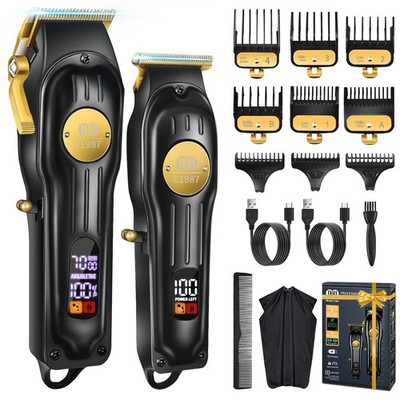 Professional Cordless Hair Clippers & Trimmers Set for Home Salon Use