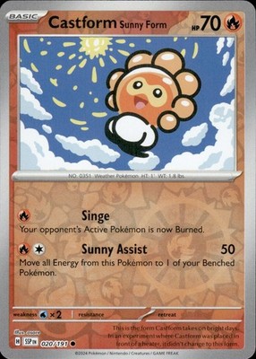 CASTFORM SUNNY FORM 020/191 C SURGING SPARKS POKEMON REVERSE HOLO NEAR MINT