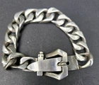 Sterling Silver 925 Heavy Curved Link  Buckle Bracelet 83grams 25cm L Rare