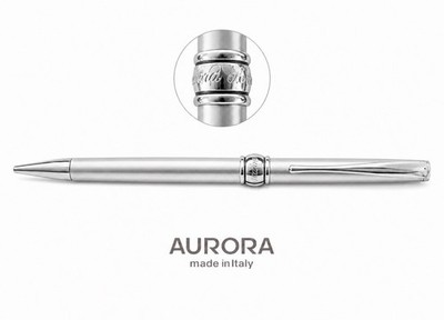 AURORA Kugelschreiber Magellano Chrom Schreibt Mit Garantieschein Etui C