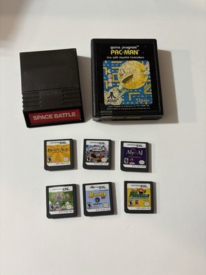 8 Video Game Lot Nintendo Ds, Pac Man, space battle, brain age, wonder world