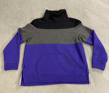 Under Armour Cold Gear Sweatshirt Youth Sz Large Purple Black Gray Mock Neck EUC