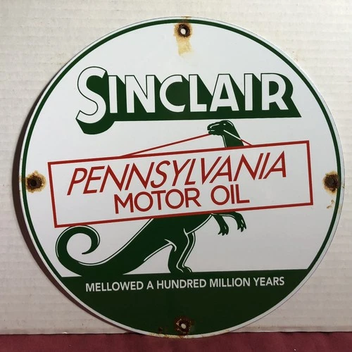 VINTAGE SINCLAIR PENNSYLVANIA MOTOR OIL PORCELAIN GASOLINE GAS SIGN