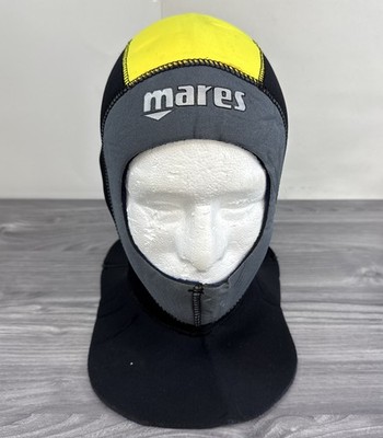 Mares 5 mm Neoprene Bibbed Hood Wetsuit Head Cover Diving Size 4 - Large Read
