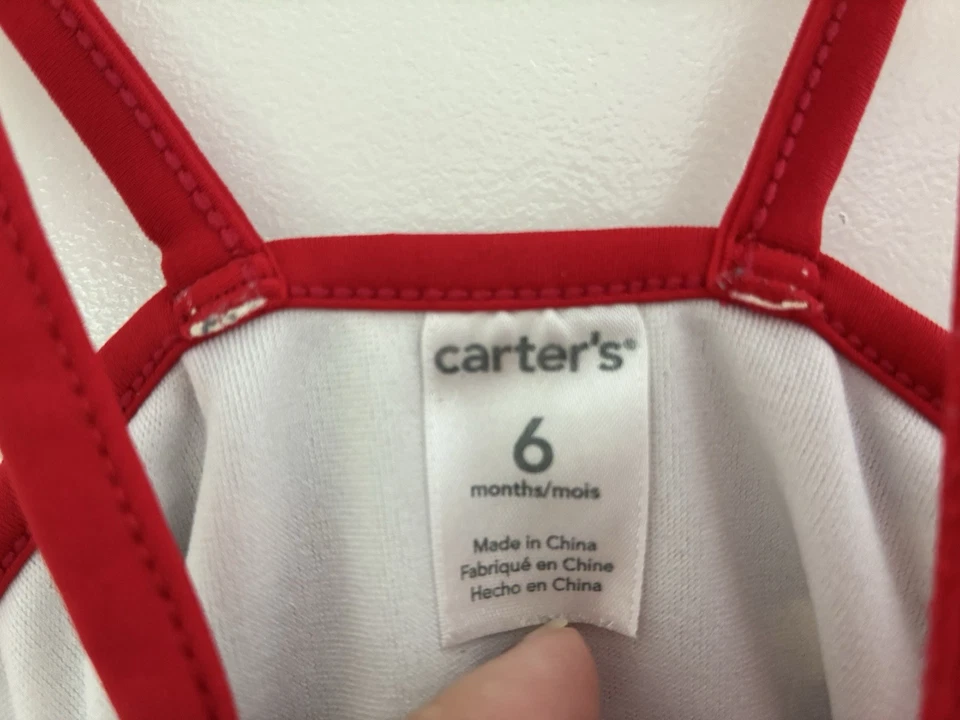 Carter's Baby Girl Patriotic Polka Dot Red Ruffle Lined 1-Piece Swimsuit Navy 6M - Изображение 3 из 4