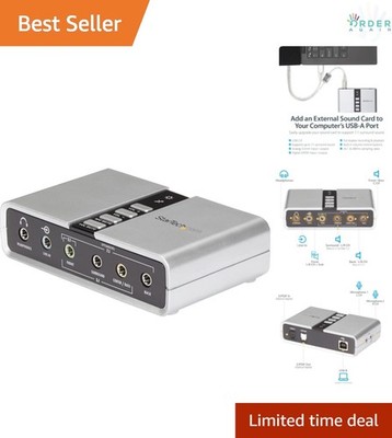 7.1 USB Sound Card External Audio Adapter Digital SPDIF for PC Laptop Silver