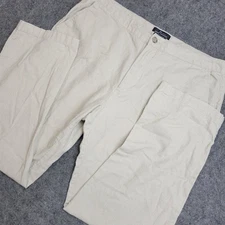 Marc Anthony Pants Mens 38x32 Beige Linen Blend Slim Fit Flat Front Straight Leg