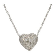 Herz Collier mit Brillanten, Weißgold 585, Second Hand, 25325476 getragen