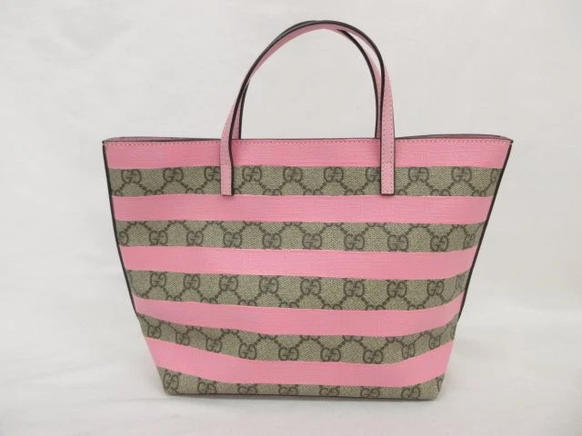Sac fourre tout Gucci GG Supreme beige rose femme occasion 19 cm x 20 cm x 10 cm