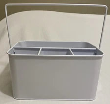 HD Designs Outdoors All Purpose Caddy White Metal Picnic Utensils Napkins NEW