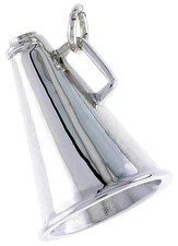925 Sterling Silver Polished Megaphone Charm Pendant 1 (25mm) Inch Tall