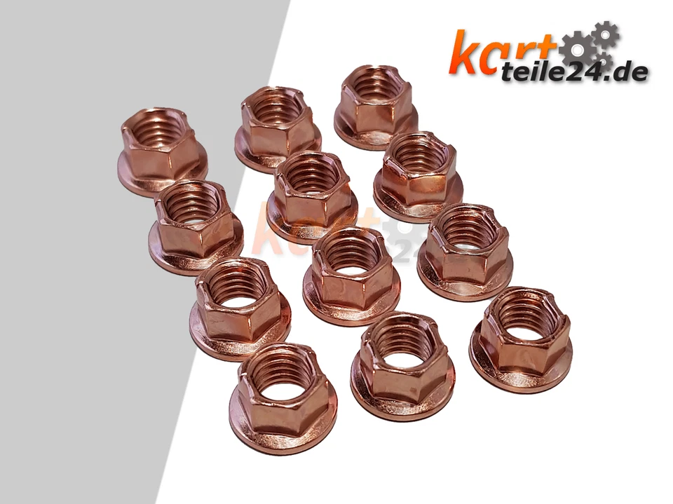 Kart Rennkart Kartteile Radmutter CIK M8 SW 10 selbstsichernd Kupfer 12 Stück