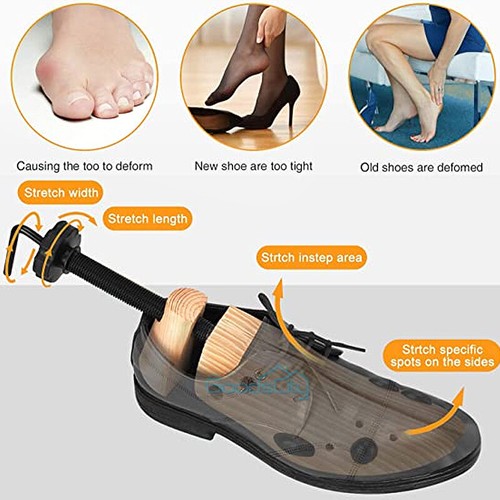 Adjustable Men Women Wooden Shoe Stretcher Expander Boot Size US 5-13 Steel Tube - Bild 2 von 12