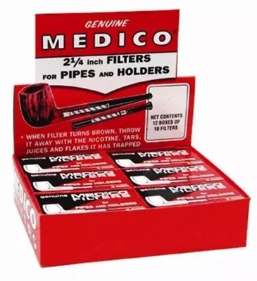10 Boxes Genuine Medico Tobacco Pipe&Cigar Holder Filter NEW 2 1/4'' 1200 Filters