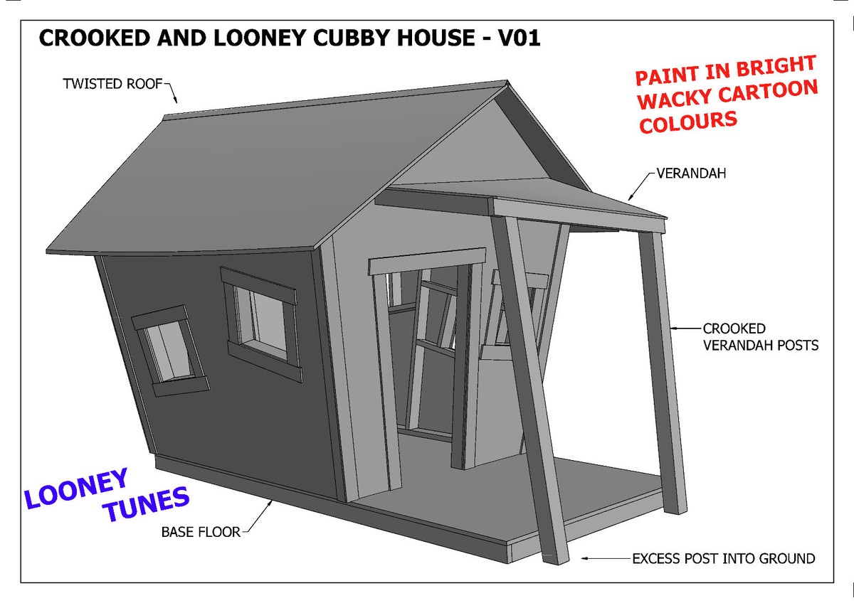CROOKED CUBBY HOUSE PLAY HOUSE V05 (Building Plans) LOONEY