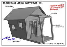 CROOKED CUBBY HOUSE - PLAY HOUSE V05 Building Plans - LOONEY TUNES Design