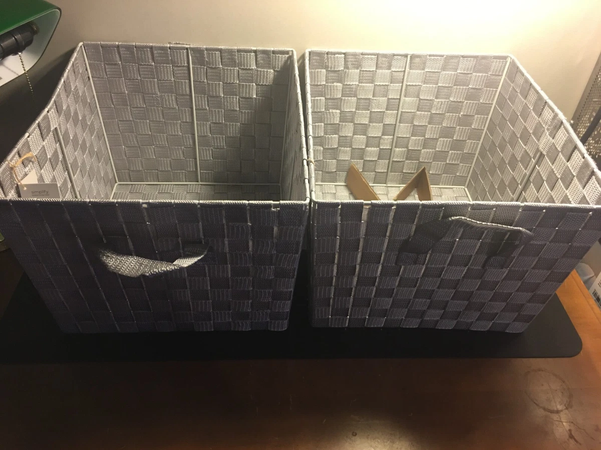 Simplify woven storage tote cheap grey