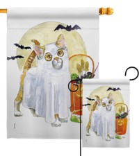 Ghost Cat Garden Flag Fall Halloween Small Decorative Gift Yard House Banner