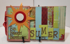 Vtg 3 Dimensional Hand Crafted Summer Memory Book/Scrapbook 10" by 9" Multicolor