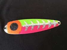 High Percentage Salmon Trolling Spoon With Hyper Vis Tape Not Paint 4 3/4”.