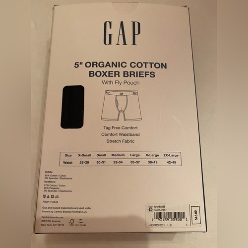 Boxer uomo Gap nuovo con etichetta 3 pezzi 5" cotone biologico con marsupio mosca taglia small 30-31 - Foto 3 di 4
