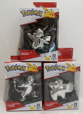 Pokemon Pikachu 3 Silver Figures 