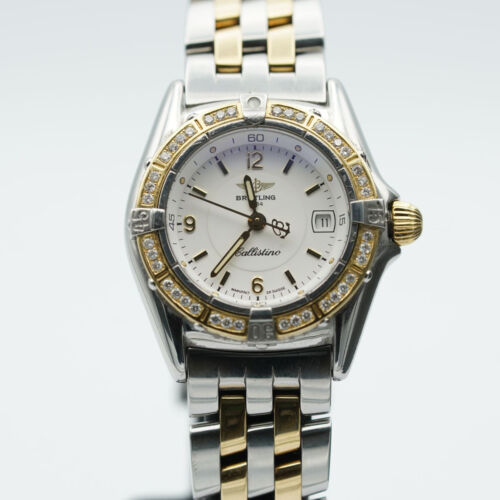 BREITLNG CALLISTINO DAMEN UHR STAHL/GOLD 3 B52045 QUARTZ BRILLIANTEN PILOT BAND