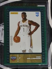 Zion Williamson 2019-20 Panini NBA Sticker & Card RC Green #01/05 🔥🔥👀