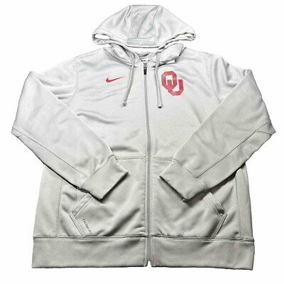 Oklahoma Sooners Nike Full-Zip Hoodie Mens M Gray Therma Fit Hooded  Sweatshirt