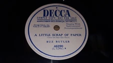BUZ BUTLER & THE CASS COUNTY BOYS Strike A Match/ Scrap Of Paper 78 Decca 46290