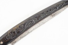 Wm Elliot & Co Straight Razor Art Nouveau Floral Scrolling Portrait Gutta Percha