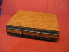 Audio Cassette Tape Storage Case 42 Capacity 3 Drawer Wood Grain Vintage 3