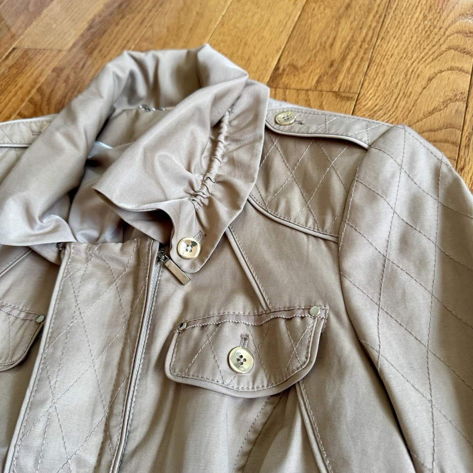 Chaqueta para mujer WHBM White House Black Market beige desnudo cremallera peplum talla 8 Foto 3 de 4