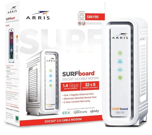 ARRIS 1000031 SURFboard Gigabit+ DOCSIS 3.0 32x8 Cable Modem SB6190 in White