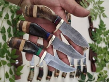 LOT OF 20 6 INCH HANDMADE DAMASCUS STEEL SKINNER KNIFE RAMS HORN W/SHEATH (HK)