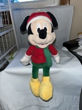 Disney Mickey Mouse Christmas Santa Winter Red Hat Plush Stuffed Toy 10" RARE