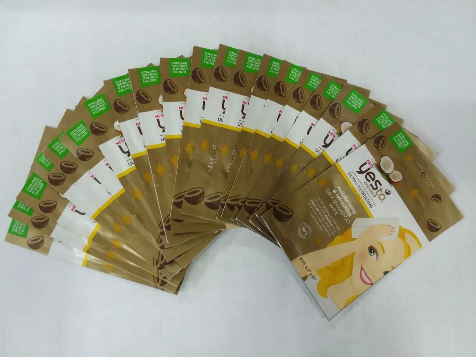 Lot of 20 Yes to Coconut for Blondes Ultra Hydrating Dry Shampoo Wipe