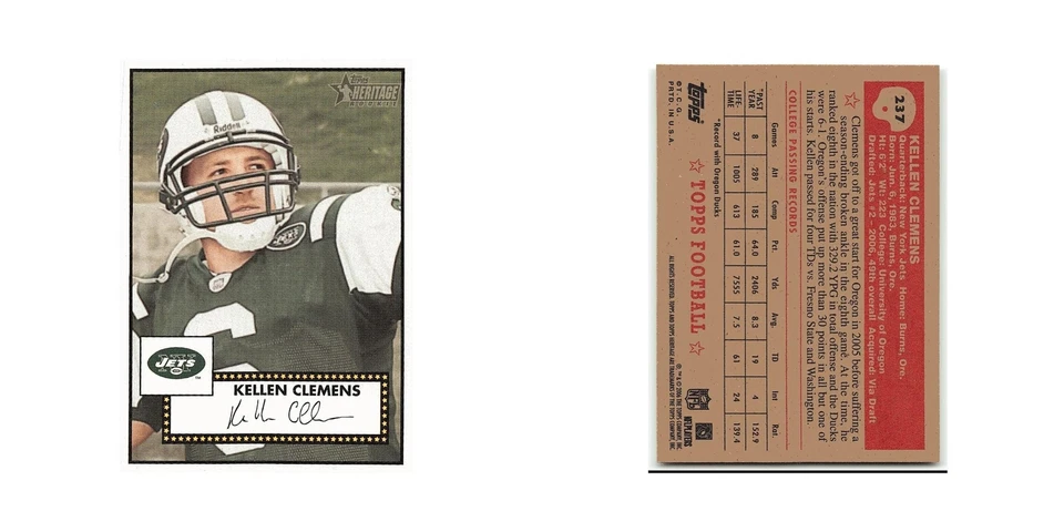 Kellen Clemens Rookie 2006 Topps Heritage #237 New York Jets Football Card NM - Image 3 of 3