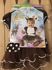 INFANT BABY DEER HALLOWEEN DRESS COSTUME SIZE 6-12 MONTHS 2 PIECE SET